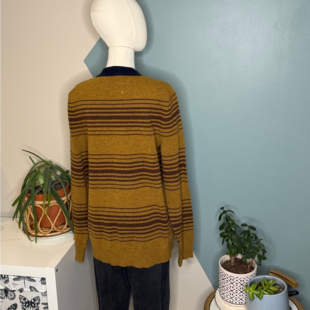Wendi Reed 100% Lambswool Striped Cardigan Boutique Designer Knit Sweater M - Picture 4 of 11